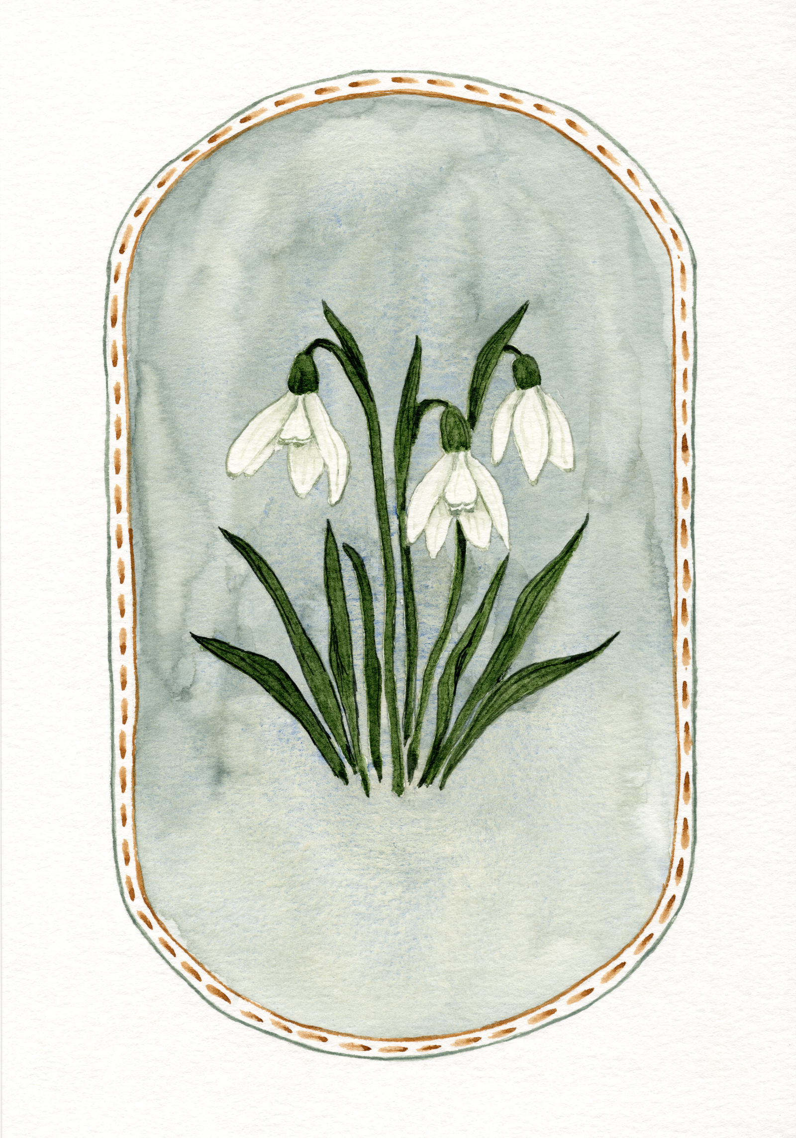 white-snowdrops-botanical-art-watercolour